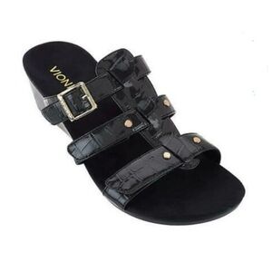 Vionic Triple Adjustable Strap Wedge Sandals Radia Slip On Slides Like New